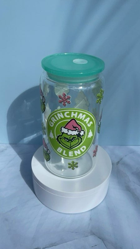 16oz Clear Christmas Glass Cup